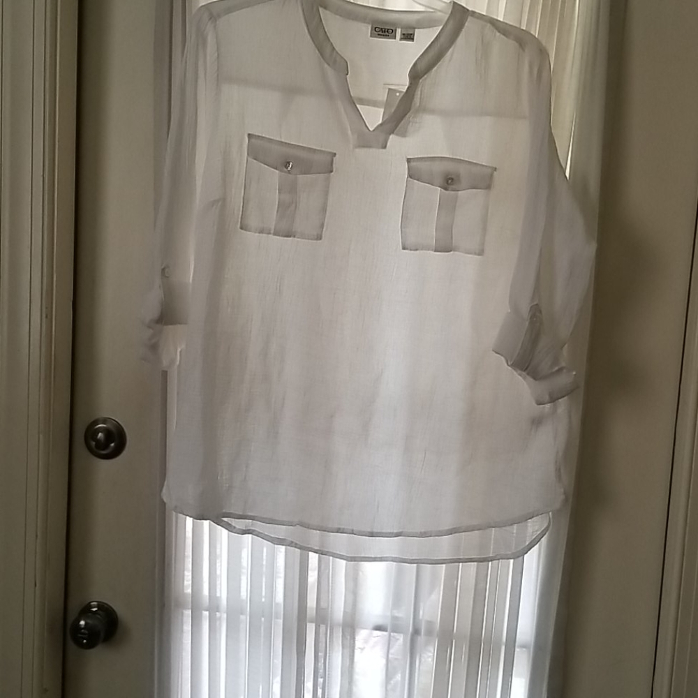 White linen blend blouse